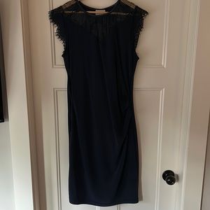 Beautiful raw lace yoke around neck. Side zipper and side ruching  NWOT